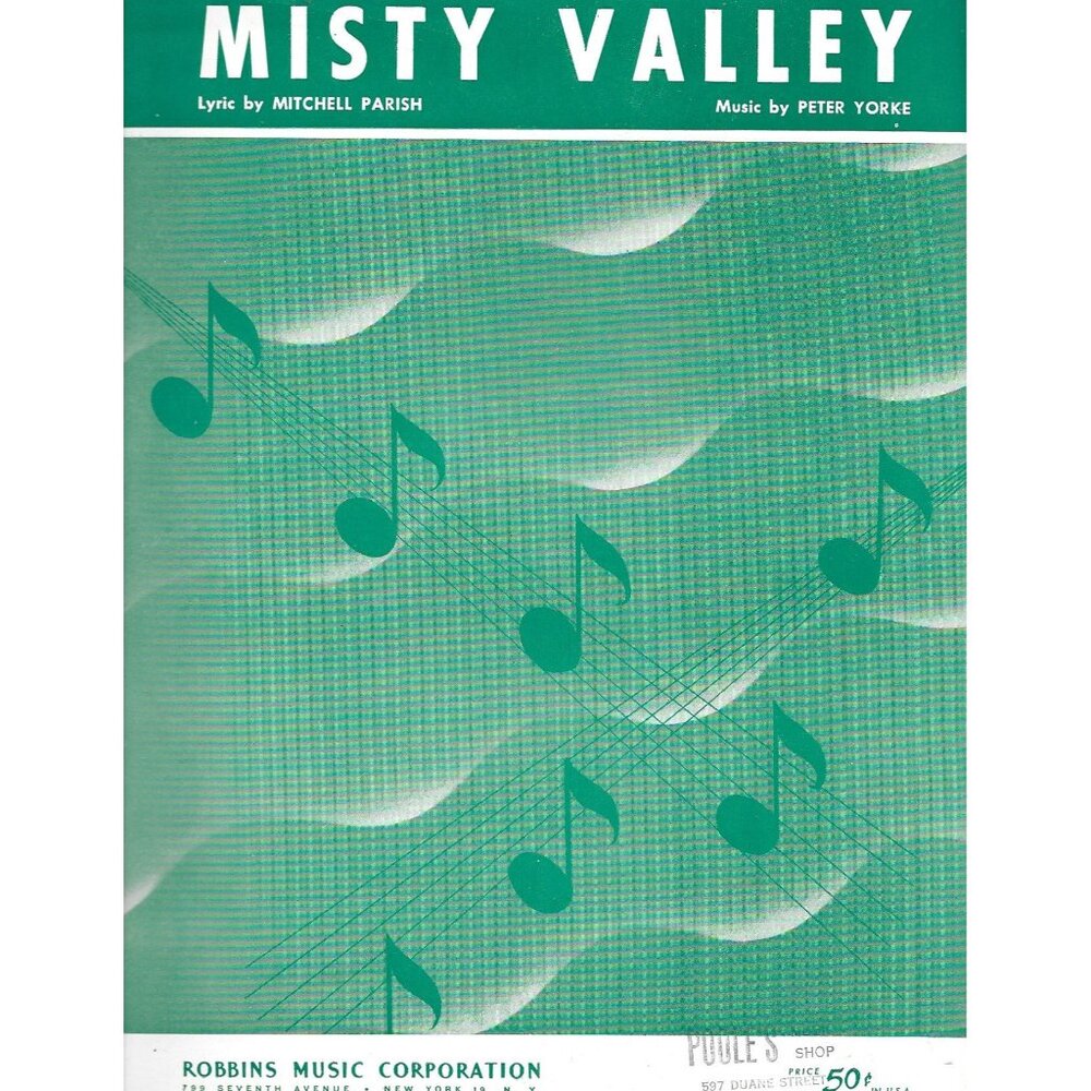Misty Valley Sheet Music 1954 Robbins Mitchell Parish Peter Yorke Vintage